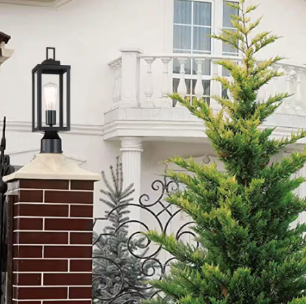 Hukoro- Martin 16.5 in.1-Light Mattle Black Metal Hardwired Outdoor Weather Resistant Post Light
