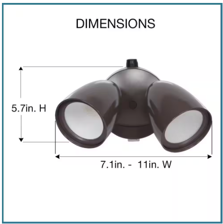 Commercial Electric- Dusk to Dawn Sensor Bronze Exterior Outdoor Twin Head LED Flood Light Security 1200 to 2400 Lumens 4000K Wet Rated