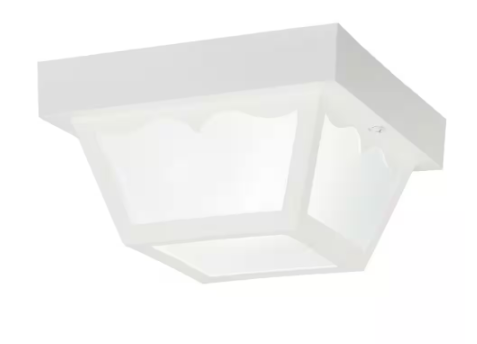 KICHLER- Independence 8.5 in. 1-Light White Outdoor Porch Ceiling Flush Mount Light with Frosted Glass (1-Pack)