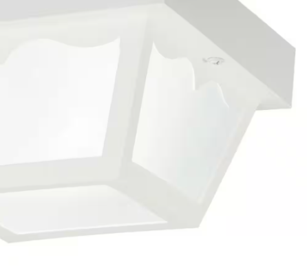 KICHLER- Independence 8.5 in. 1-Light White Outdoor Porch Ceiling Flush Mount Light with Frosted Glass (1-Pack)