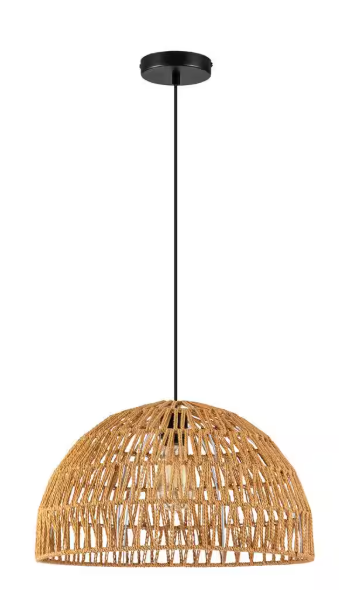 Matisse 1-Light Brown Semicircle Pendant Light with Rattan Shade