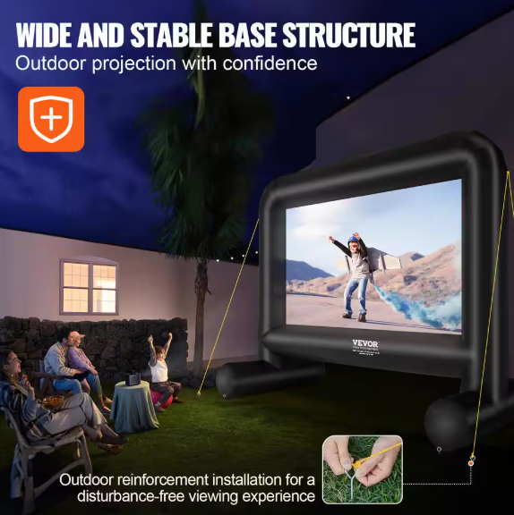 VEVOR- Projector Screen 16 ft. Projection Screen with Blower and Carrying Bag Front Inflatable Movie Screen for Outside