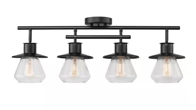 Globe Electric- Nate 2 ft. 4-Light Dark Bronze Track Lighting Kit with Clear Glass Shades