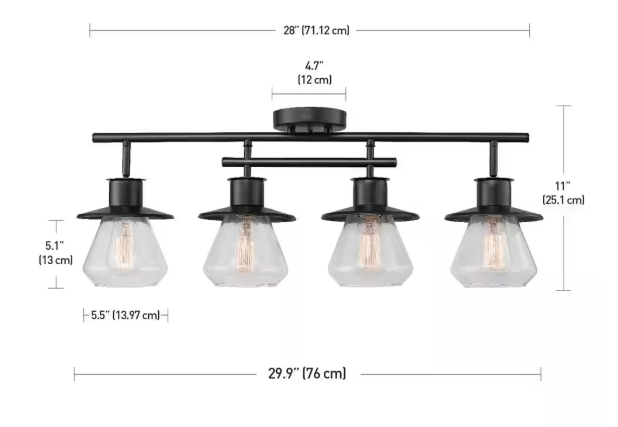 Globe Electric- Nate 2 ft. 4-Light Dark Bronze Track Lighting Kit with Clear Glass Shades