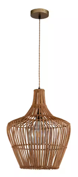 Ailsa 1-Light Modern Rattan Pendant Light Boho Handmade Hanging Light in Brass Finish Kitchen Ceiling Light Fixture