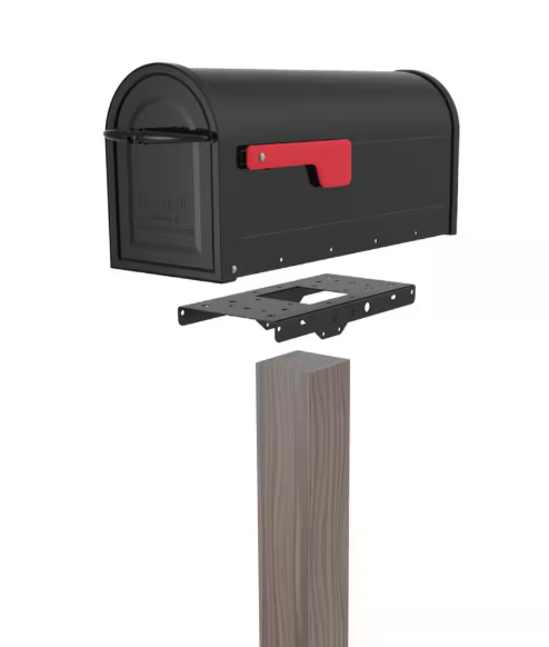 4 in. x 4 in. Post Adapter in Black with 3 Mailbox Mounting Options