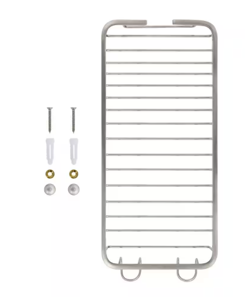 MODONA- Large 11 in. Stainless Steel Wall Mounted Soap and Bottle Basket in Satin Nickel