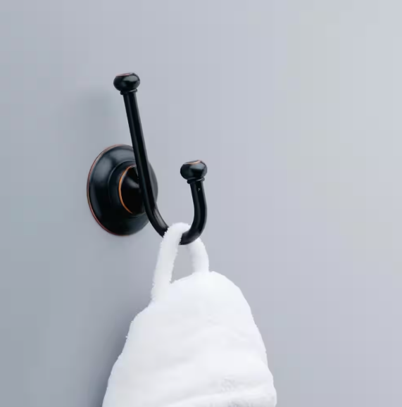 Delta- Porter Wall Mount Double Towel Hook Bath Hardware Accessory in Oil Rubbed Bronze