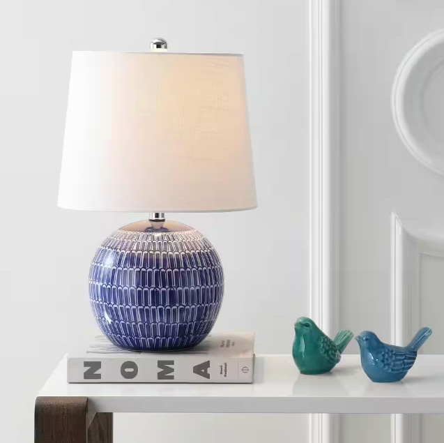 JONATHAN Y Ronald 21 in. Navy Ceramic LED Table Lamp JYL5044A