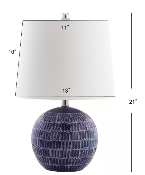 JONATHAN Y Ronald 21 in. Navy Ceramic LED Table Lamp JYL5044A
