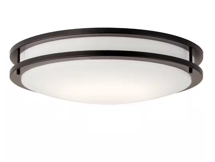 KICHLER Avon 24 in. 1-Light Olde Bronze Integrated LED Transitional Hallway Flush Mount Ceiling Light 10788OZLED