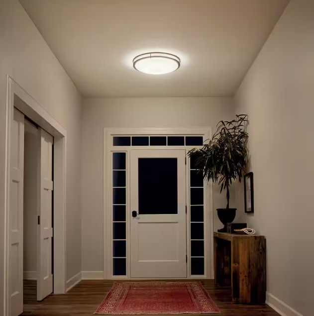 KICHLER Avon 24 in. 1-Light Olde Bronze Integrated LED Transitional Hallway Flush Mount Ceiling Light 10788OZLED