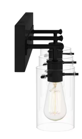 Hampthttps://www.homedepot.com/p/Hampton-Bay-Regan-21-in-3-Light-Matte-Black-Bathroom-Vanity-Light-with-Clear-Glass-Shades-DSHD19574V2/316719920on Bay Regan 21 in. 3-Light Matte Black Bathroom Vanity Light with Clear Glass Shades DSHD19574V2