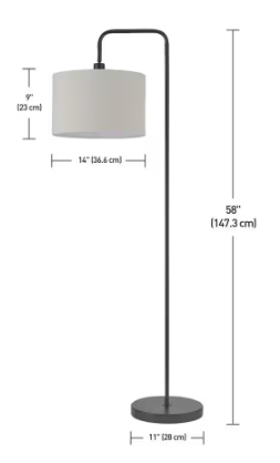 Globe Electric Barden 58 in. Dark Bronze Floor Lamp with Beige Fabric Shade 67395