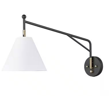 Millennium Lighting Elane 1-Light 10 in. Matte Black/Vintage Brass Swing Arm Sconce 13001-MB/VB