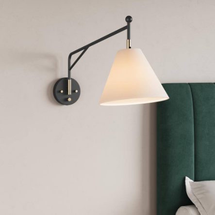 Millennium Lighting Elane 1-Light 10 in. Matte Black/Vintage Brass Swing Arm Sconce 13001-MB/VB