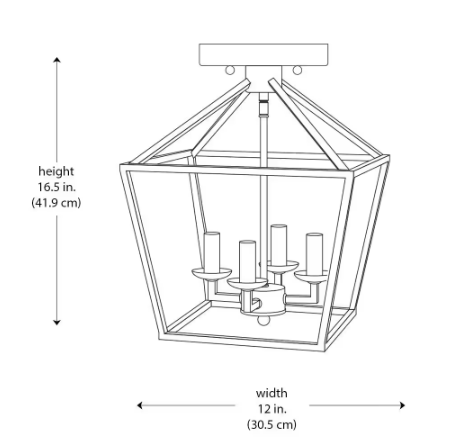 Home Decorators Collection Weyburn 16.5 in. 4-Light Gold Farmhouse Semi-Flush Mount Ceiling Light Fixture with Caged Metal Shade T-C00126007A