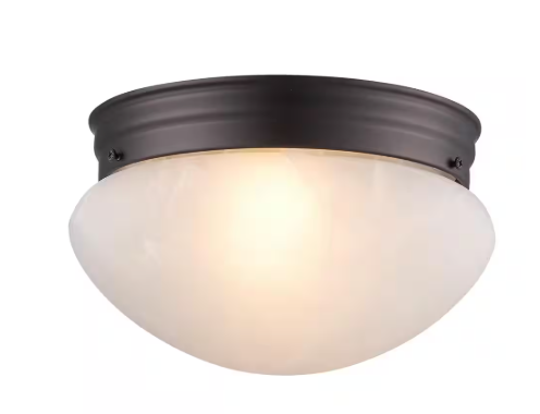 Bel Air Lighting Dash 10 in. 2-Light Oil Rubbed Bronze Flush Mount Ceiling Light Fixture with Marbleized Glass 3621 ROB