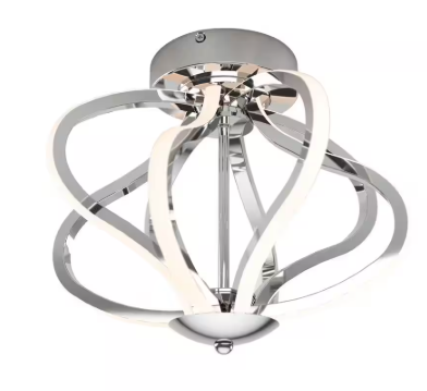 Artika Meridian 12 in. 1-Light Modern Chrome Integrated LED Flush Mount Ceiling Light Fixture for Kitchen or Bedroom FM-MD-CR