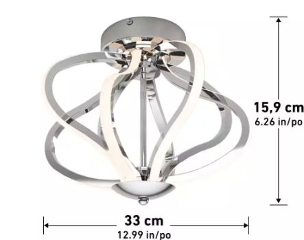 Artika Meridian 12 in. 1-Light Modern Chrome Integrated LED Flush Mount Ceiling Light Fixture for Kitchen or Bedroom FM-MD-CR