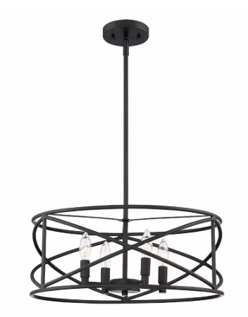 Hampton Bay Hastings 4-Light Oil Rubbed Bronze Transitional Drum Chandelier for Dining Areas with No Bulbs Included HB2591-34