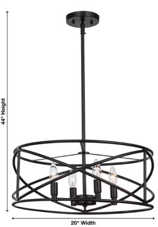 Hampton Bay Hastings 4-Light Oil Rubbed Bronze Transitional Drum Chandelier for Dining Areas with No Bulbs Included HB2591-34