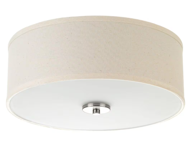 Progress Lighting Inspire Collection 13 in. 2-Light Brushed Nickel Transitional Kitchen Ceiling Light Drum Flush Mount P3713-09