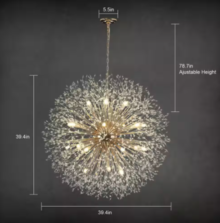 EDISLIVE Calzada 20-Light Gold Decor Dandelion Firework Chandelier with Bulbs 81010000057088