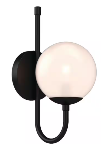 Volume Lighting Lawrence 1-Light 5.25 in. Foundry Bronze Indoor Vanity Wall Sconce Mount w/ Etched White Cased Glass Round Sphere Shade