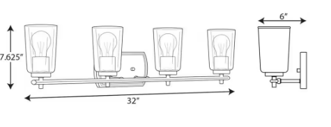 Progress Lighting Adley Collection 32 in. 4-Light Gold Satin Brass Clear Glass New Traditional Bathroom Vanity Light P300157-012