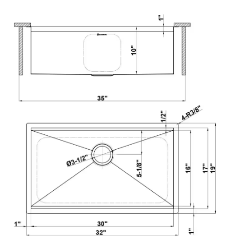 Glacier Bay Zero Radius 32 in. Undermount Single Bowl 18 Gauge Stainless Steel Kitchen Sink with Accessories 4305F