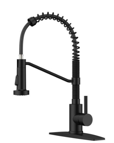 Androme Single Handle Pull Down Sprayer Kitchen Faucet in Black H0027B