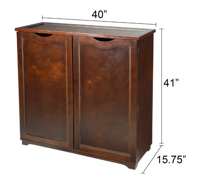 41 in. H x 40 in. W Brown Wood Shoe Storage Cabinet, For 38 Pairs with adjustable Shelves