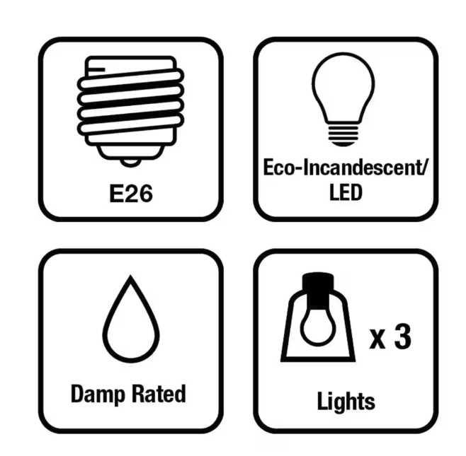 Hampton Bay- Ashhurst 3-Light Brushed Nickel Classic Traditional Bathroom Vanity Light (NO GLASS)