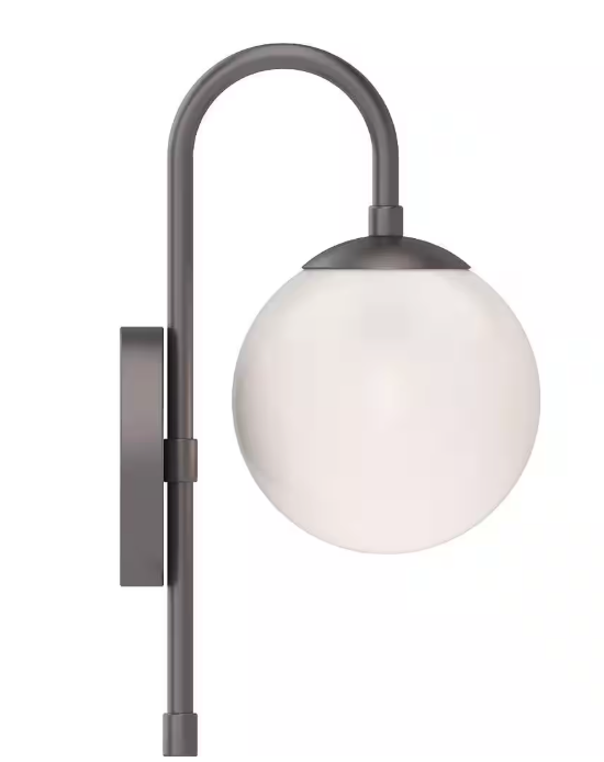 Volume Lighting Lawrence 1-Light 5.25 in. Foundry Bronze Indoor Vanity Wall Sconce Mount w/ Etched White Cased Glass Round Sphere Shade