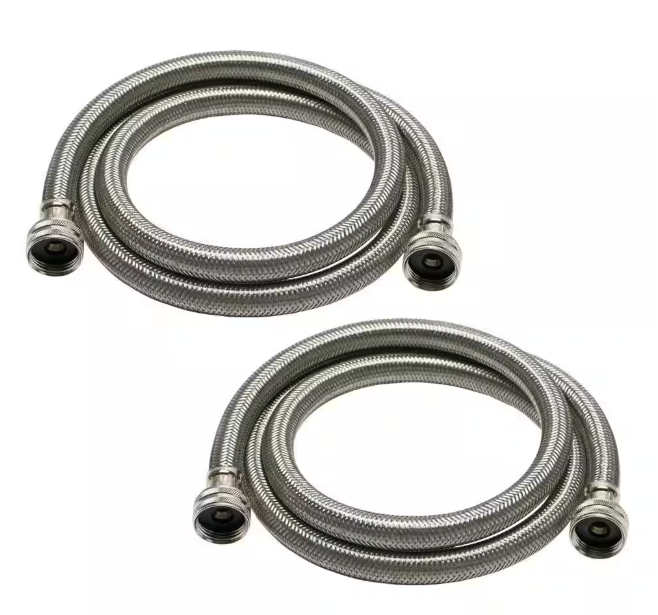 Fluidmaster Universal 3/4 in. x 6 ft. Stainless Steel High Efficiency Washing Machine Hose (2-Pack) 9WM72P2HEP4