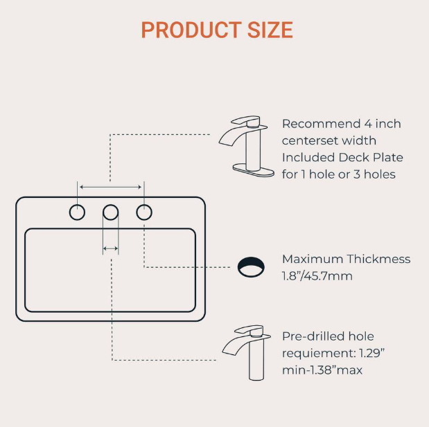 androme Waterfall Single Hole Single Handle Bathroom Vanity Faucet with Deck plate and Pop-Up Drain Included in Black Gold A3A5BG