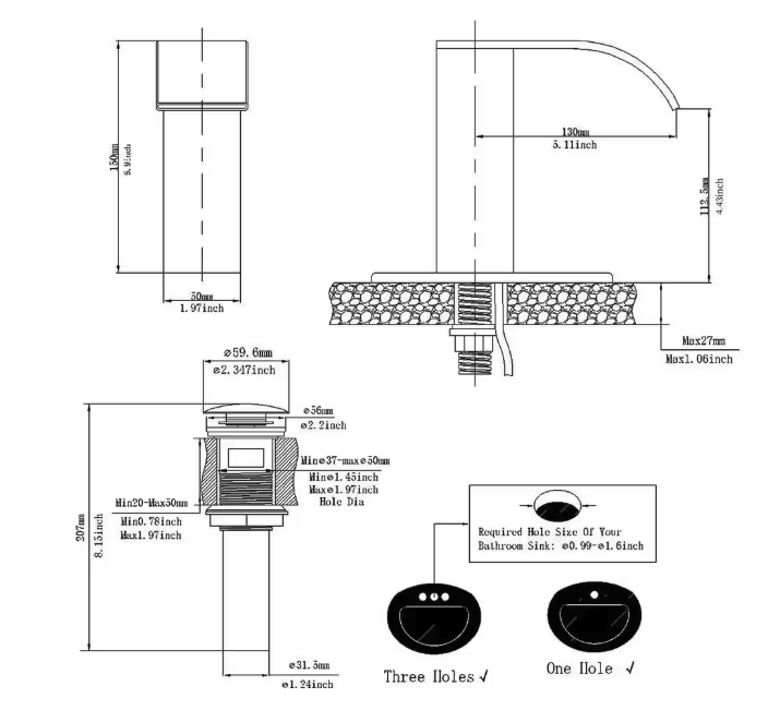 BWE Battery Powered Touchless Single Hole Bathroom Faucet Motion Sensor Deck Mount With Drain Kit In Brushed Nickel A-918139-N