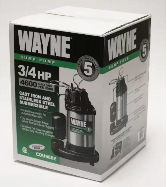 Wayne 3/4 HP Submersible Sump Pump CDU980E