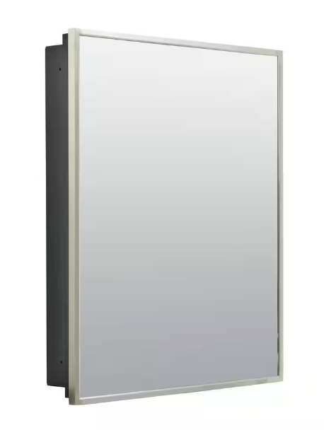 Glacier Bay 24 in. W x 30 in. H Rectangular Brushed Nickel Medicine Cabinet with Mirror ENRST24HD
