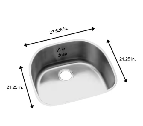 Elkay Lustertone 24 in. Undermount Single Bowl 18-Gauge Stainless Steel Kitchen Sink Only ELUH211810