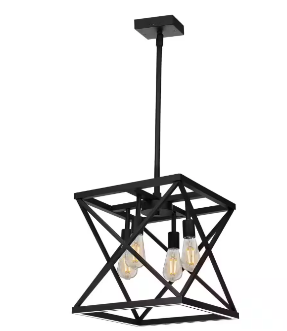 Feit Electric Katalyst 60-Watt 4-Light Matte Black Modern Adjustable CCT and 3-Light Modes Integrated LED Pendant Light PND1445CCTNLBK