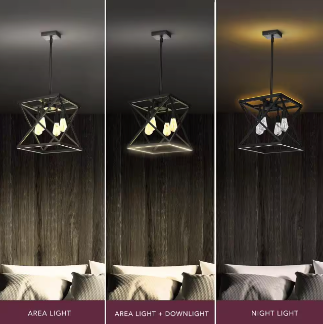 Feit Electric Katalyst 60-Watt 4-Light Matte Black Modern Adjustable CCT and 3-Light Modes Integrated LED Pendant Light PND1445CCTNLBK