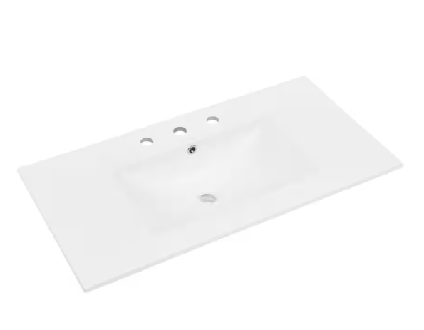 Swiss Madison 36 in. W x 5.5 in. D Ceramic Vanity Top in Glossy White 3-Holes SM-VT336-3