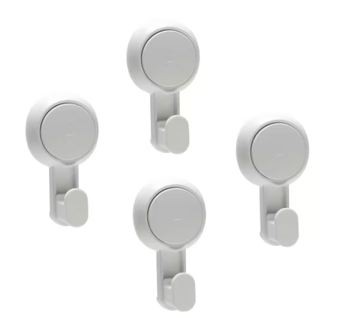 Bath Bliss 4 Pack Gel-Suction Power Hooks 26751-WHT