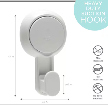 Bath Bliss 4 Pack Gel-Suction Power Hooks 26751-WHT