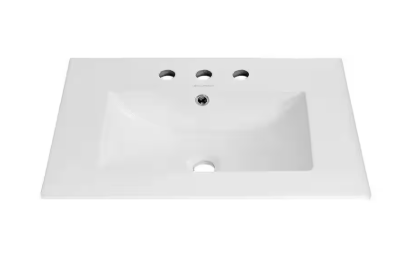 Swiss Madison 24 in. 3-Hole-White Ceramic Vanity Top with 8 in. Widespread Faucet Holes SM-VT0001GW-3 78.75