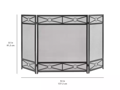 Pleasant Hearth- Sheffield 3-Panel Fireplace Screen in Vintage Iron