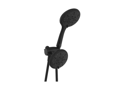 Glacier Bay- 6 -Spray Patterns with 1.8 GPM 4.5 in. Wall Mount Dual Shower Heads in Matte Black