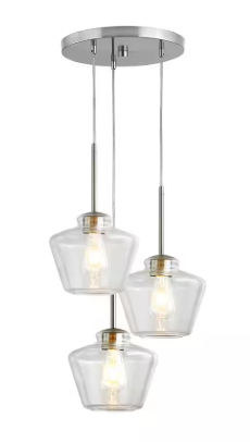 Midtown 3-Lights Brushed Nickel Pendant Light with Clear Glass Shades